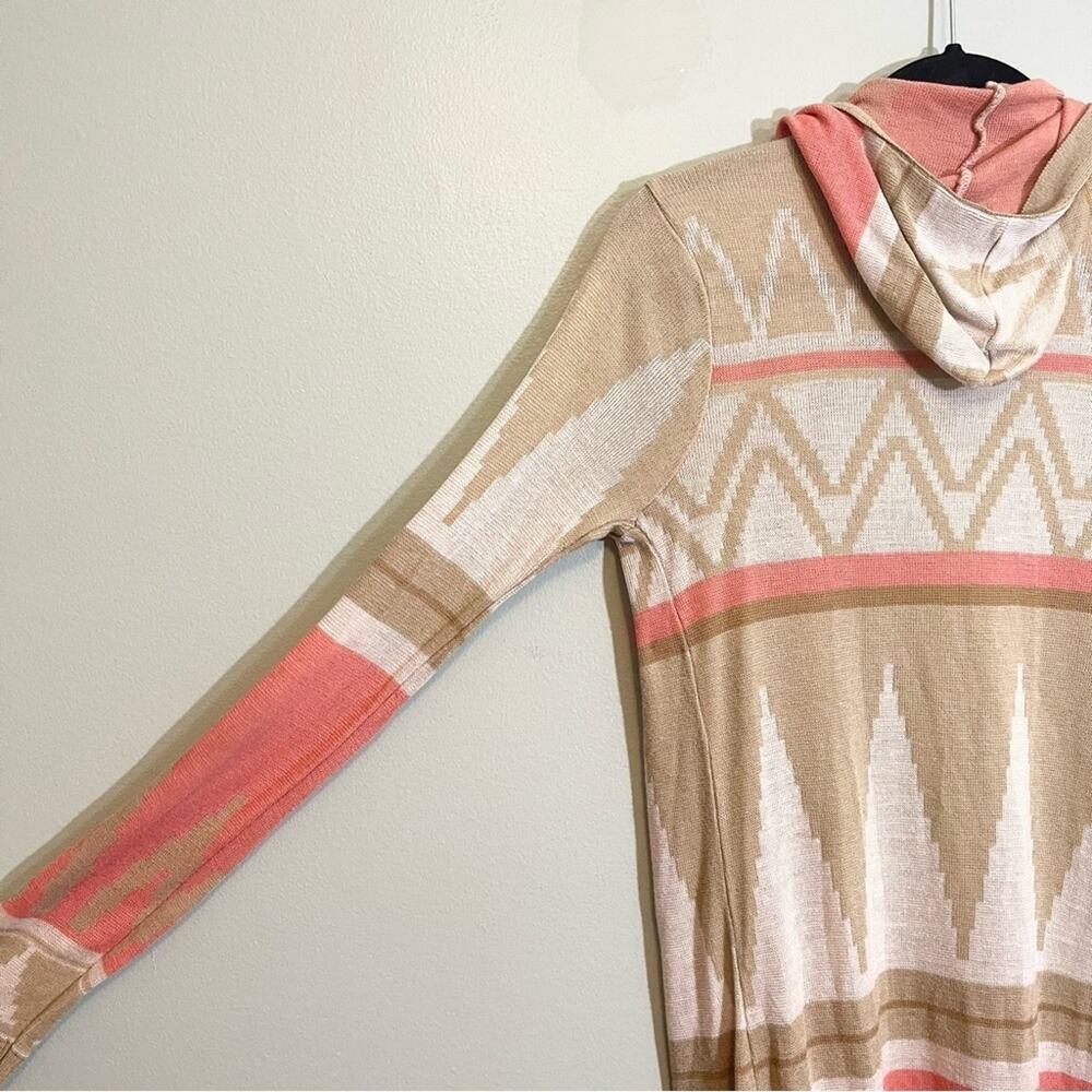 Derek Heart Tribal Print Open Front Long Sleeve Hooded Cardigan Sweater Large - Picture 3 of 13